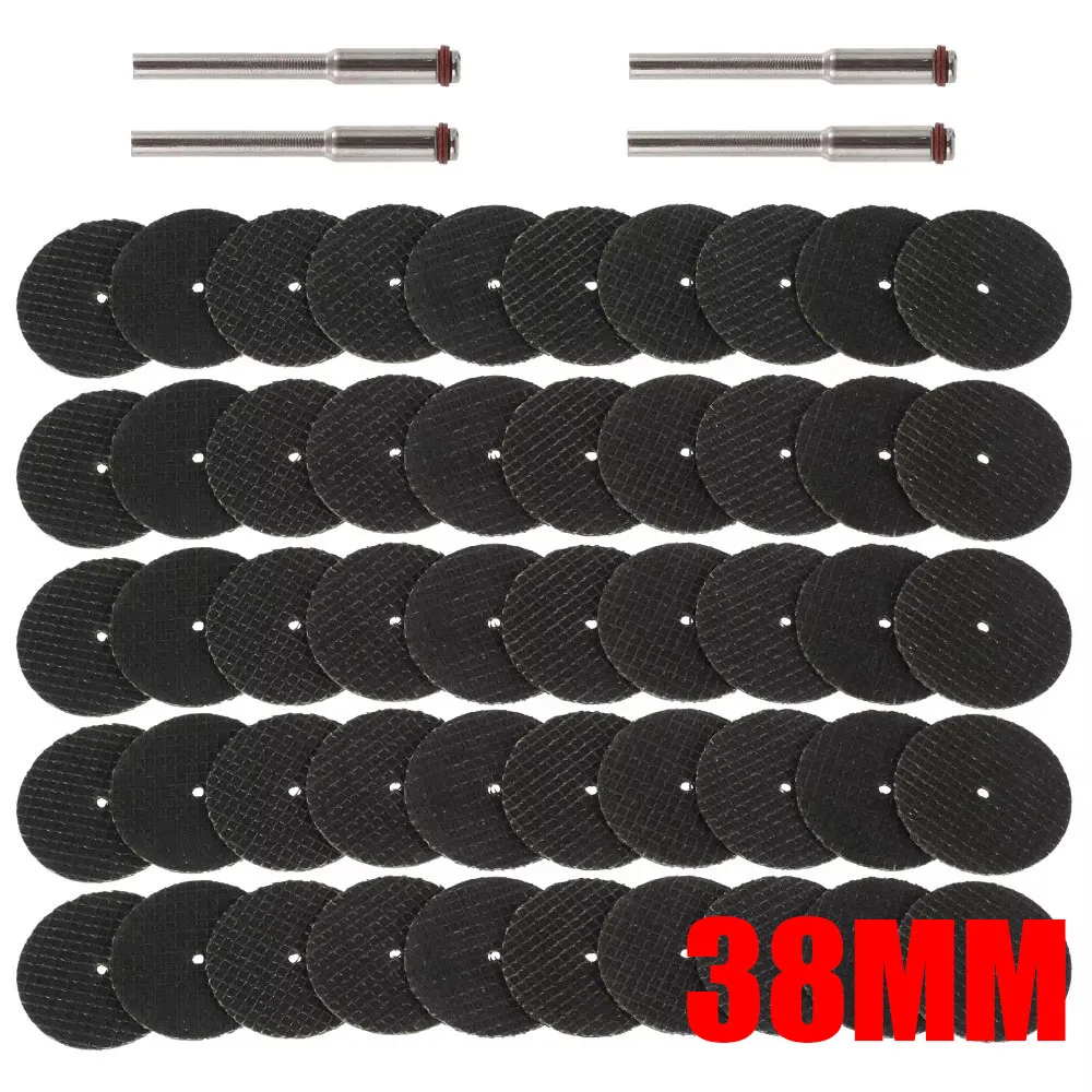 

50 шт. абразивный отрезной диск 24/32/38 мм + 4 шт. оправки, роторные для аксессуаров Dremel, роторный инструмент для резки металла, пильное полотно
