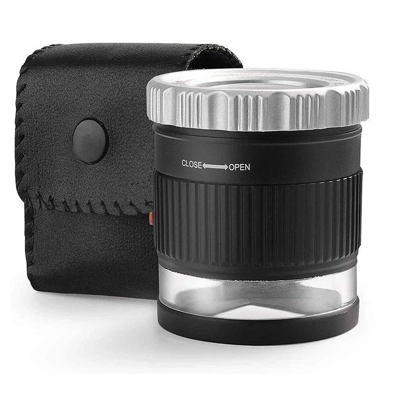 

2Pcs Loupe Magnifier 30X Magnifier Illuminated Adjustable Focal Length Desktop Magnifier With 6 Lights