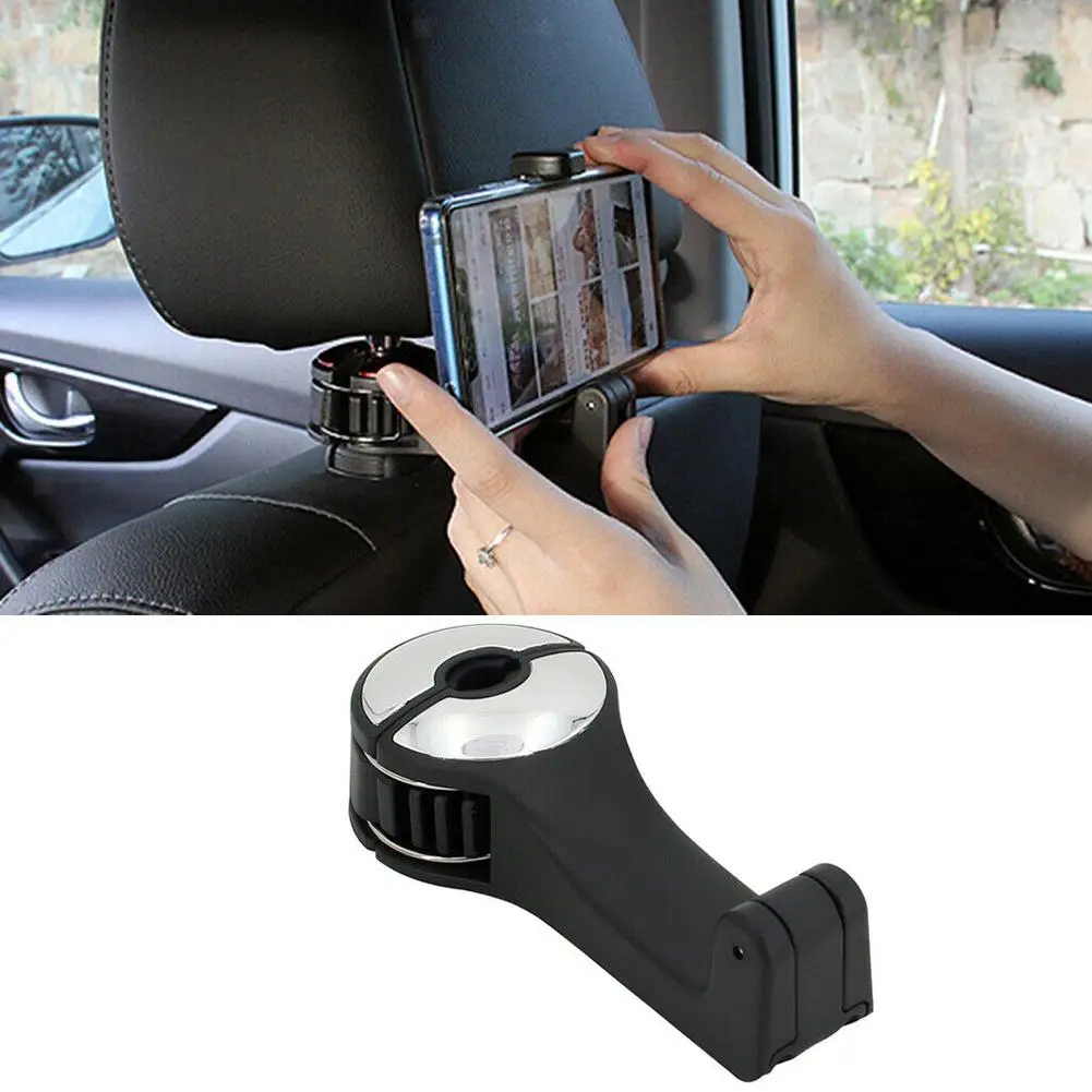 

2 Pcs Hidden Car Lock Hook Multi-functional Mobile Phone Bracket Universal 360 Degrees Rotation Headrest Hooks Purse Holder