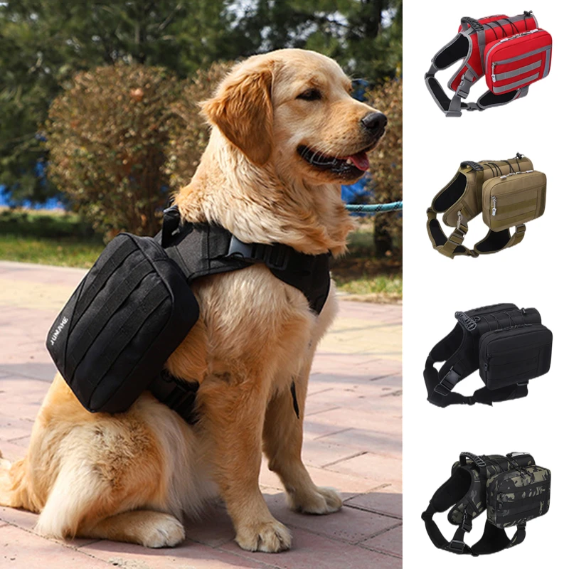 Pet Dog Carrier Bag Large Capacity Tactical Backpack for Medium Large Dogs Dismountable Backpack Bag Two Pockets Snacks Toys Bag
