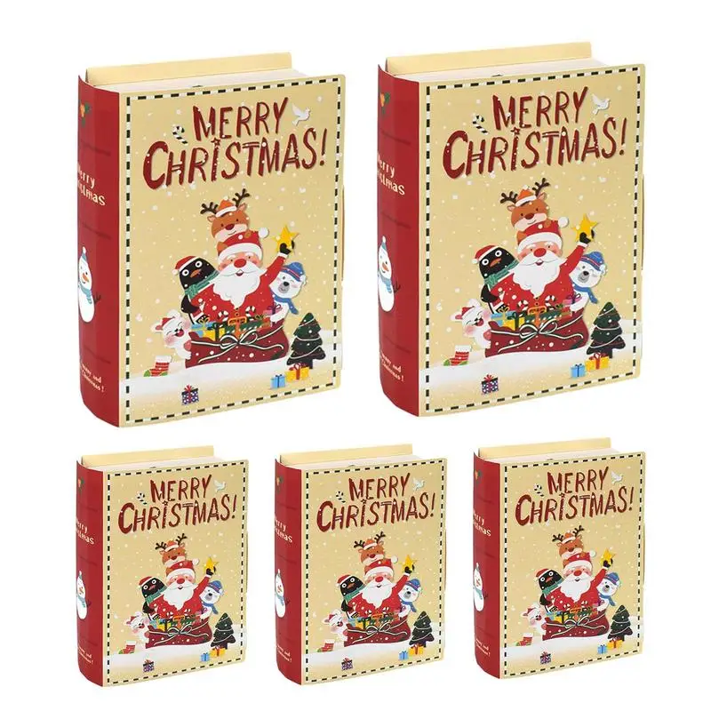 

Christmas Gift Boxes book shaped Merry Christmas Candy Bags Santa Claus Paper Gift Wrap Boxes For Candy Gift Books Toys Cookies