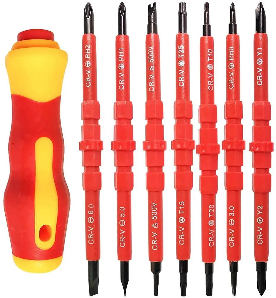 

7PCS VDE Insulated Screwdriver Set 1000V Slotted Phillips Screw Driver Bits Kit Electricians Hand Tools