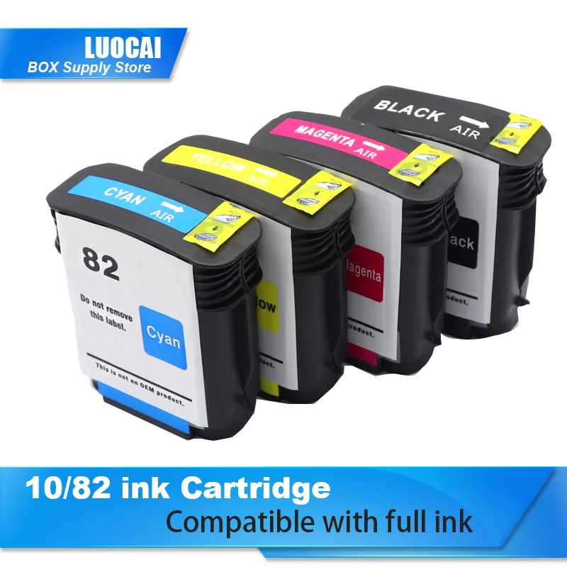 

4 pcs 69ml with full ink compatible cartridge for HP10 82 For HP Designjet 500 50OPs 800 800PS 815mfp