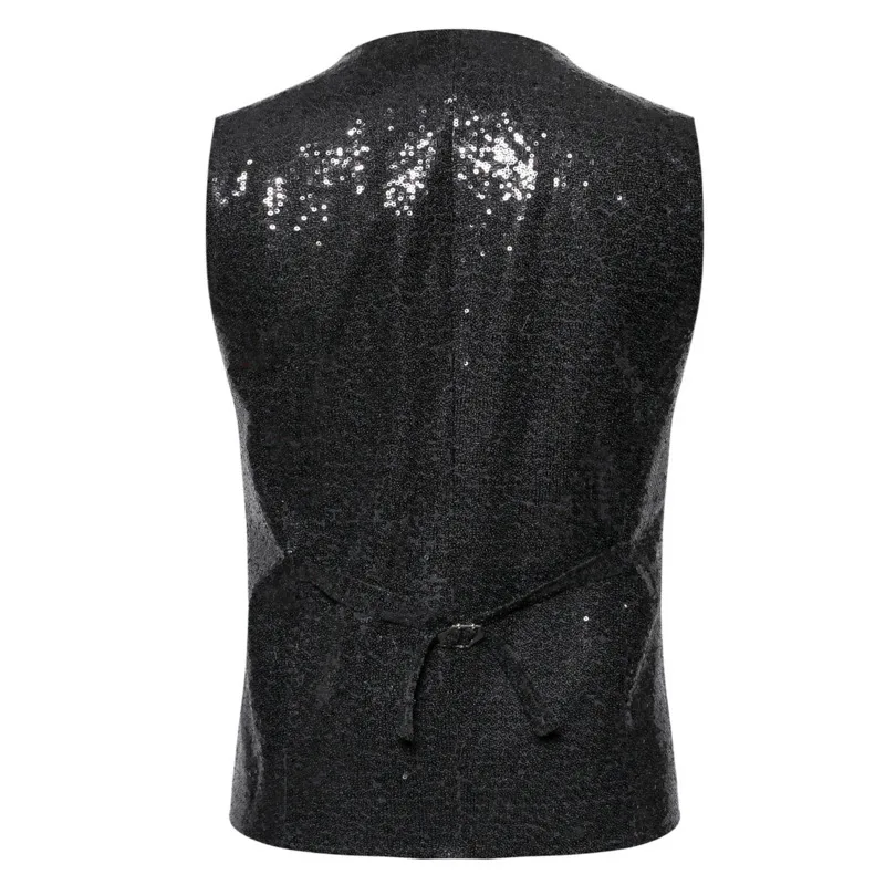 # 4805 Золото Серебро Красный Синий Черный Жилет с Блестками Мужской V-образным