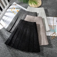 2022 spring and autumn black pleated skirts high waist short skirt a shaped sequin skirt sexy club solid wool skirt women