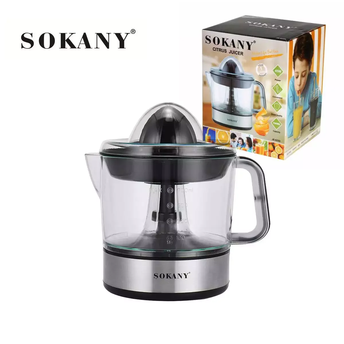 

Соковыжималка SOKANY, 700 мл, бытовая электрическая соковыжималка для фруктов, апельсинов, лимонов