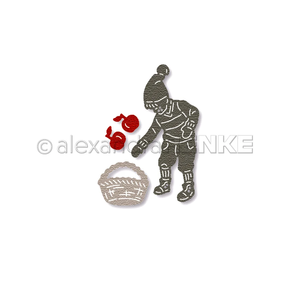 

Boy With Apple Basket Metal Cutting Dies Mold Craft Decoration Embossing Template DIY Greeting Card Handmade 2023 New Arrivals