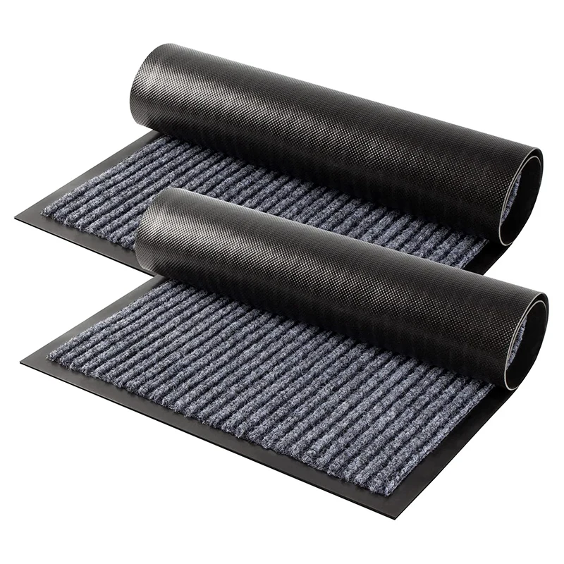 

2Pcs Striped Door Floor Mat,Waterproof&Dirt Mat Non-Slip,Easy To Clean,For Shoe Scrapers,Indoor Outdoor Rug