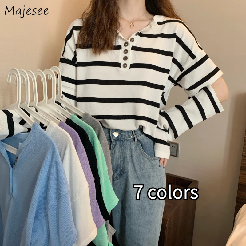 

Футболка женская с длинным рукавом, свободная универсальная уличная одежда с дырками, модный простой Повседневный шик в стиле преппи, Ulzzang, ...