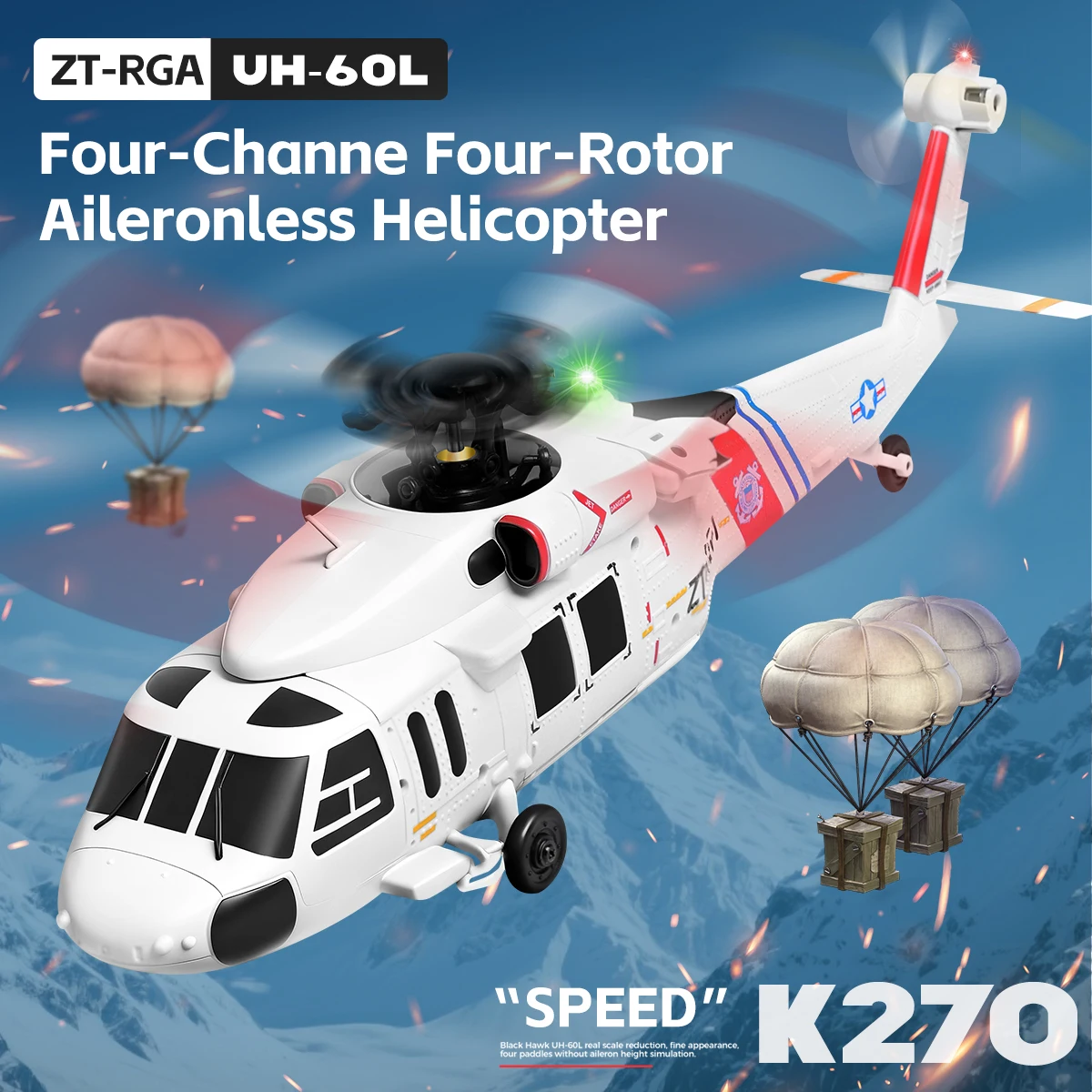 Фото Вертолет с дистанционным управлением Wltoys K270 — бесщеточный оптический самолет с позиционированием потока Black Hawk UH60 4-канальный безфлайбарный моделирующий самолет №1