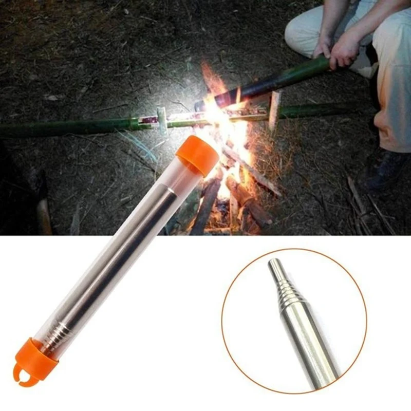 

Outdoor Cooking Survival Blow Fire Tube Portable Fire Starter Retractable Stainless Steel Camping Survival Blow Fire Tube