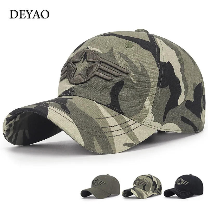 

Кепка мужская с вышивкой в виде звезд, хлопковая уличная камуфляжная спортивная бейсболка, армейская Регулируемая дышащая шапка от солнца