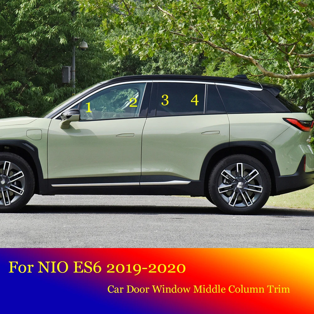 

For NIO ES6 2019 2020 Car Black Mirror Middle Column PC Window Trim B C Pillar decorative Strip Sticker Accessories