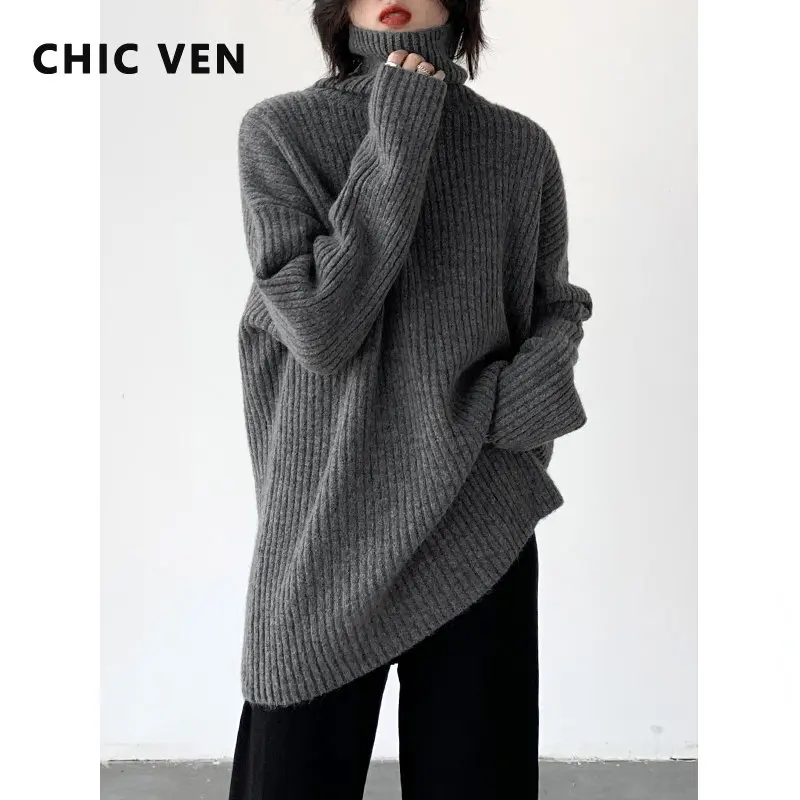 Женский свитер с высоким воротником, однотонный пуловер с высоким воротником - Утепляемся: куртки и свитеры