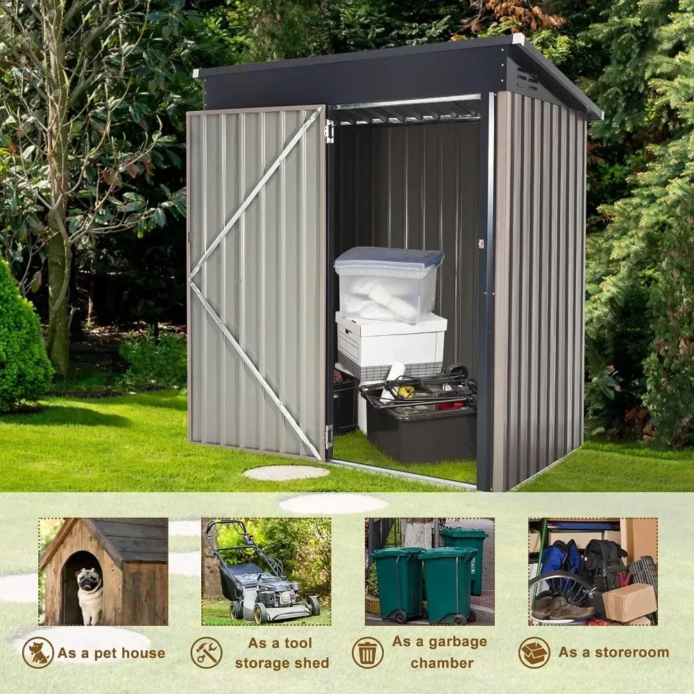 Фото l Abri De Rangement Extérieur En Métal, Abri De Jardin En Acier Avec Porte Simple Verrouillable L №3