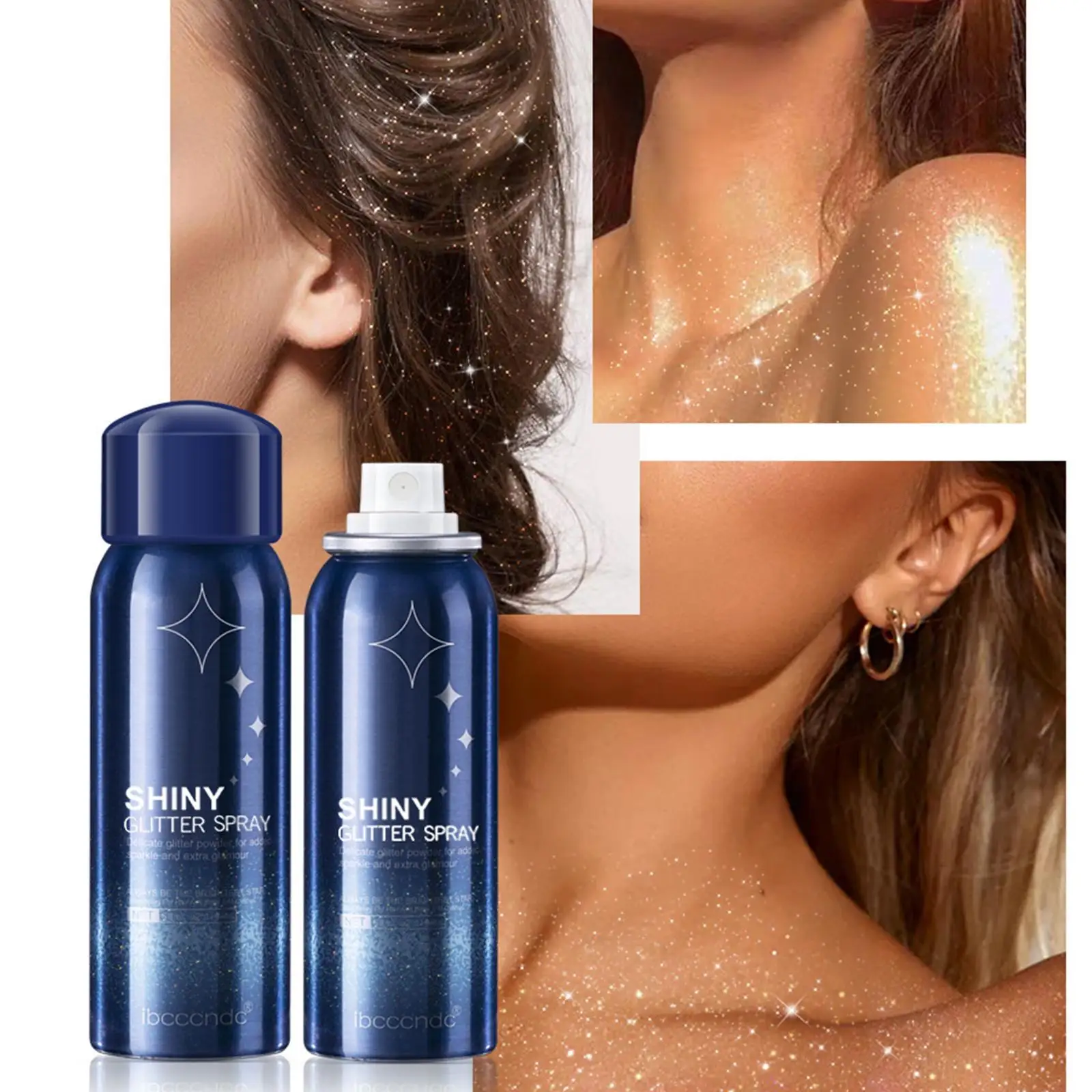 

New Hair Body Glitter Spray Sparkly Shimmery Glow Face Highlighter Long Lasting Holographic Powder Sprays For Party Date 60ml