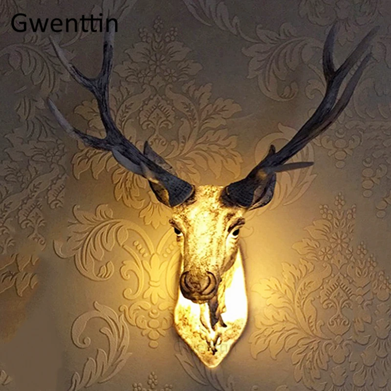 Modern Antlers Wall Lamps Led Nordic Resin Deer Wall Sconce Light Fixtures Industrial Lamp Loft Decor Bedroom Bathroom Luminaire