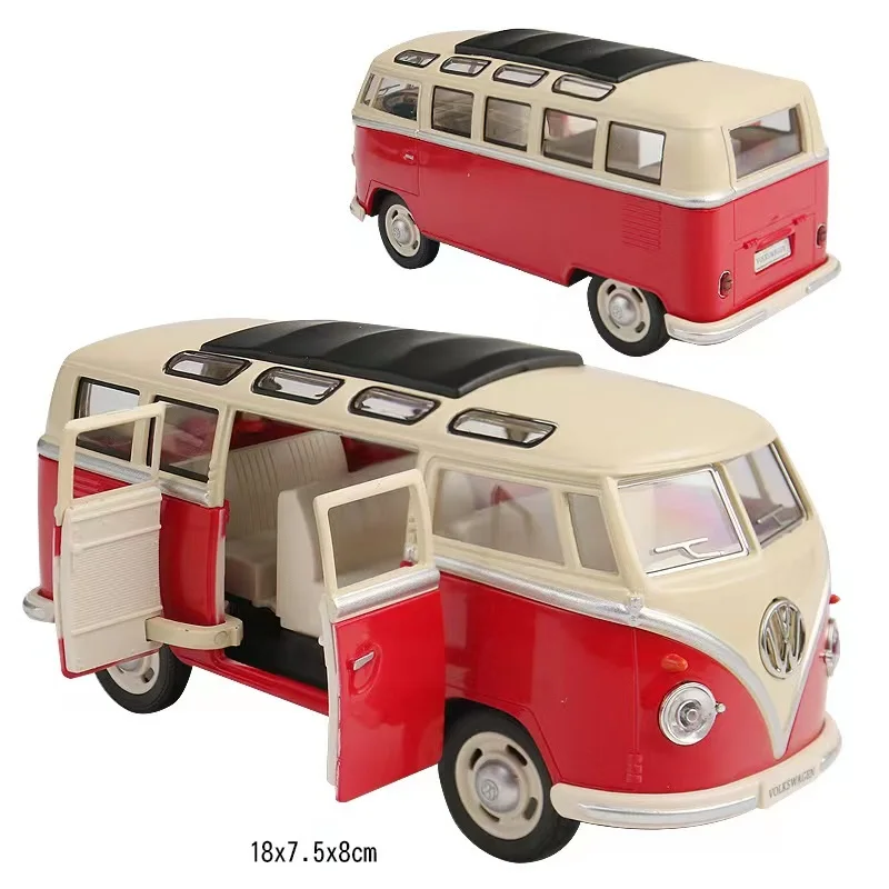 

Модель автомобиля Volkswagen T1 из сплава 1/24, Литые и игрушечные автомобили, коллекционная металлическая модель автомобиля со звуком светильник, ...