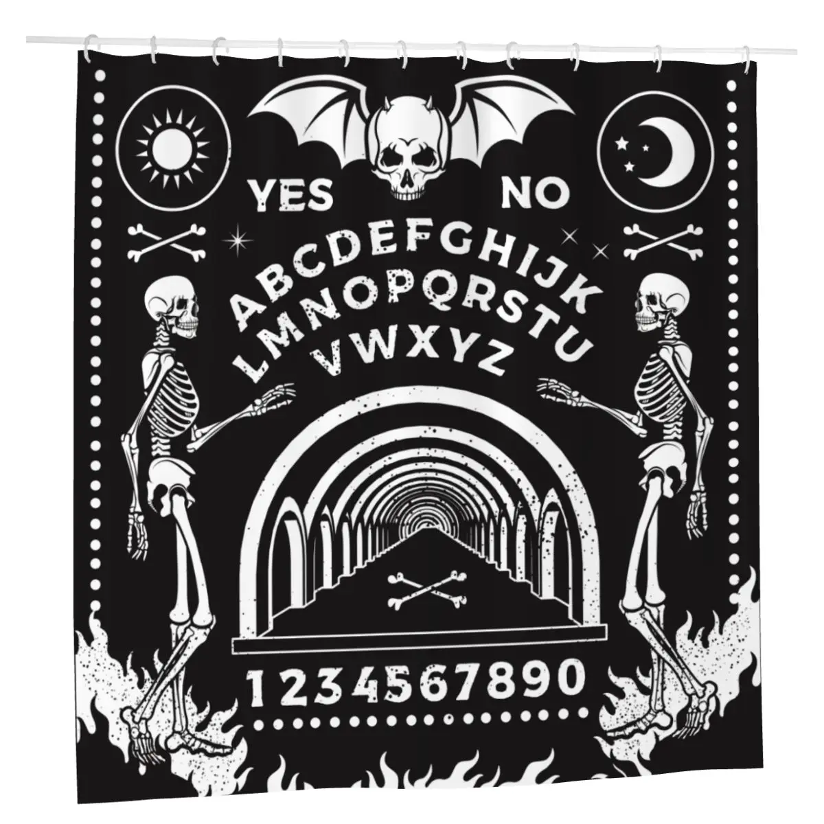 

Ouija Board Occultism Halloween Shower Curtains Bath Curtains Dancing Skeletons Skull Mystical Cloth Screen for Bathroom Shower