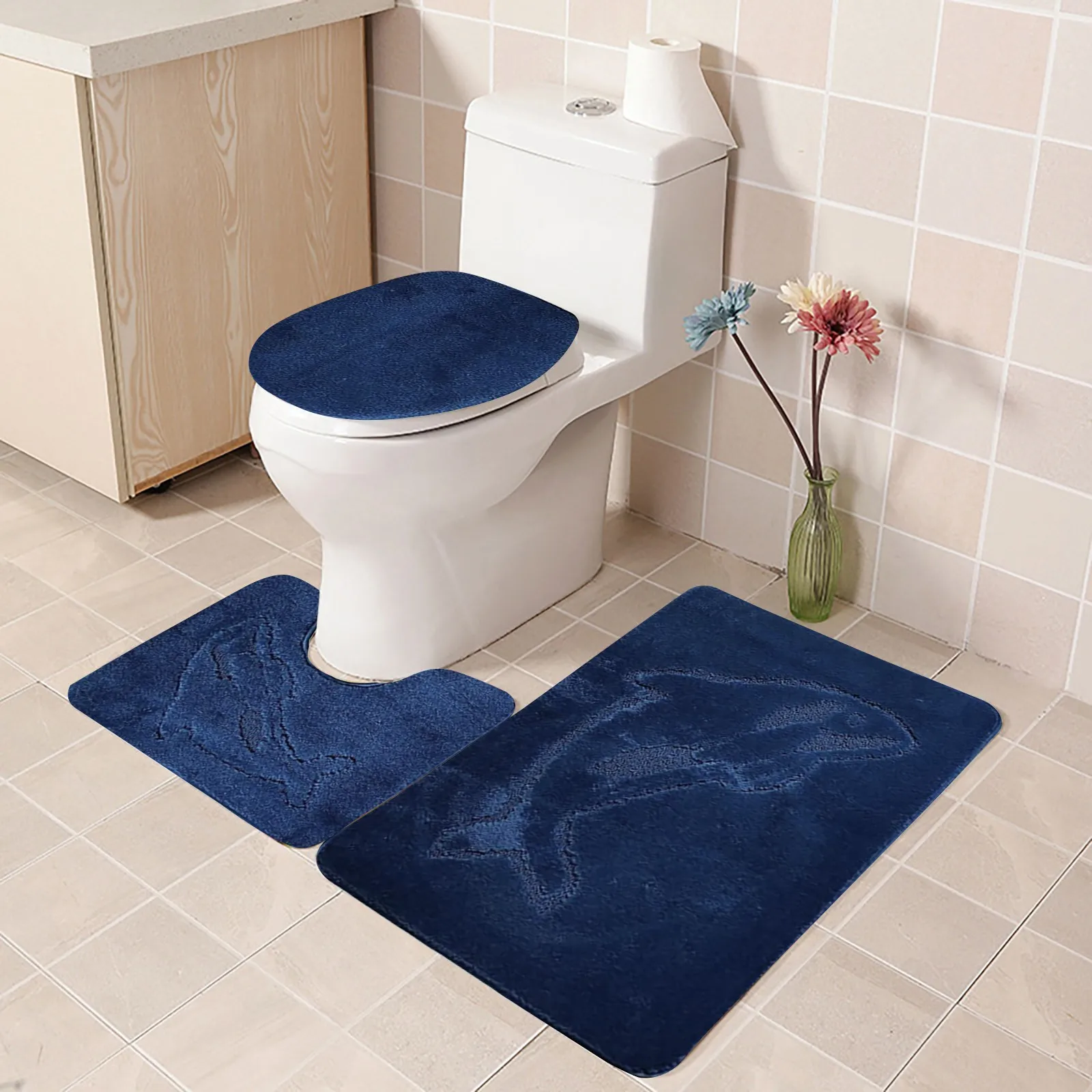 Thin Bathroom Rugs Non Slip Non Slip Bath MatAll PolyesterWater Absorbent Tub Household Memory Foam Bath Mats Lavender