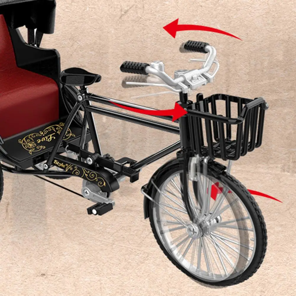 Vintage Tricycle Model Realistic Rickshaw Bike Model Retro S