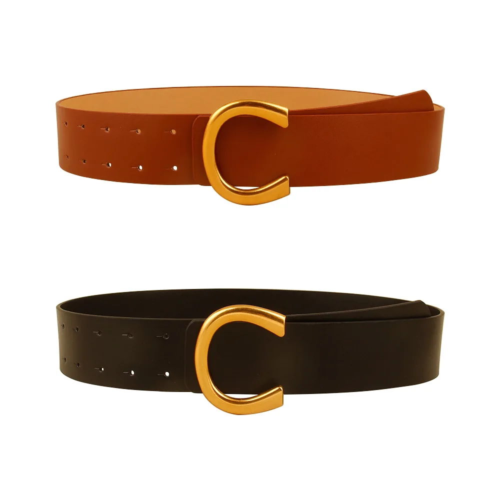 

Summer New Belt Women's Fashion Waist Belt PU Leather Metal Buckle Black Belts for Ladies Dress Shirt Corset Waistband Luxury
