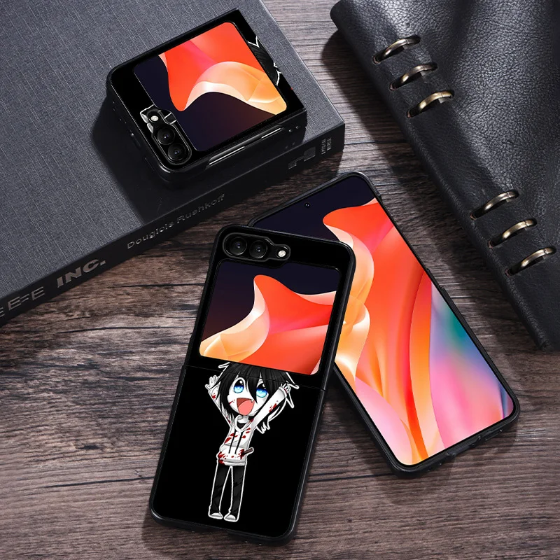 Чехол для телефона Samsung ZFlip6 5G Z-Flip5 Anime Jeff The Killer Galaxy Z Flip4 Flip3 Flip 6 5 4 3 черный чехол