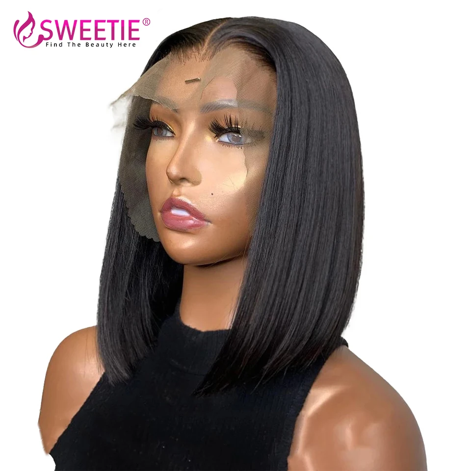 Sweetie Straight Bob Lace Front Wig Remy Hair Short Straight Wigs 8-14 Inch Bob Wigs 4x4 Lace Closure Wigs For Women Human Hair