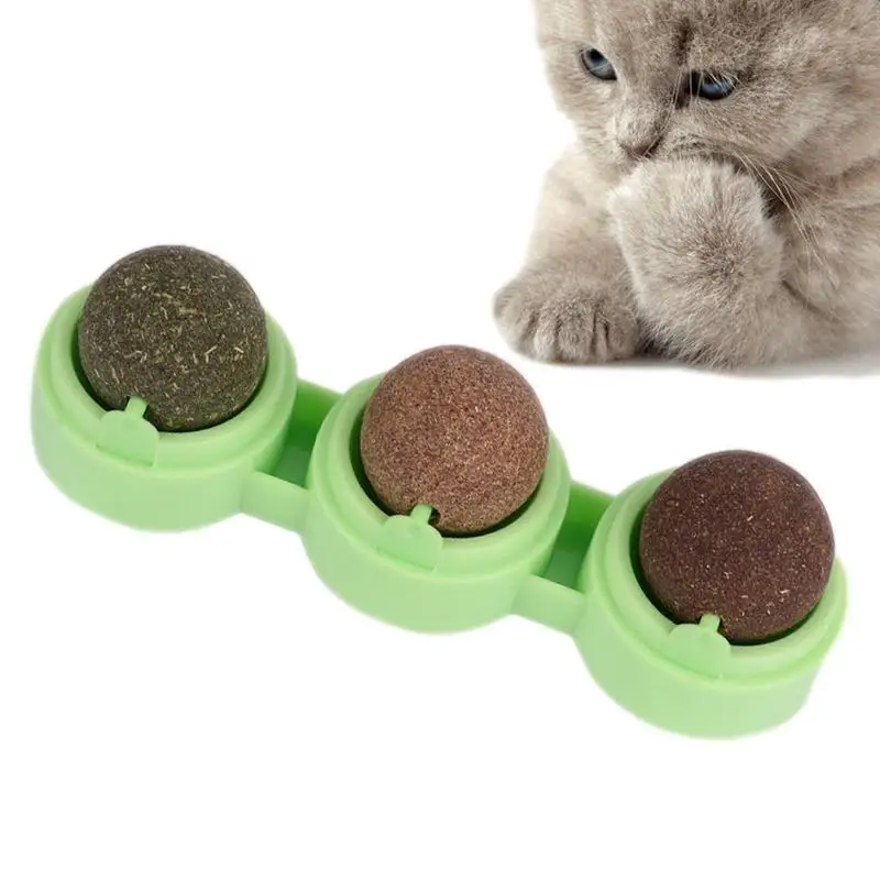 

3in 1 Catnip Ball Toys Edible Catnip Ball Cats Licking Balls Cat Candy Licking Snacks For Cat Teeth Cleaning And Cat Licking