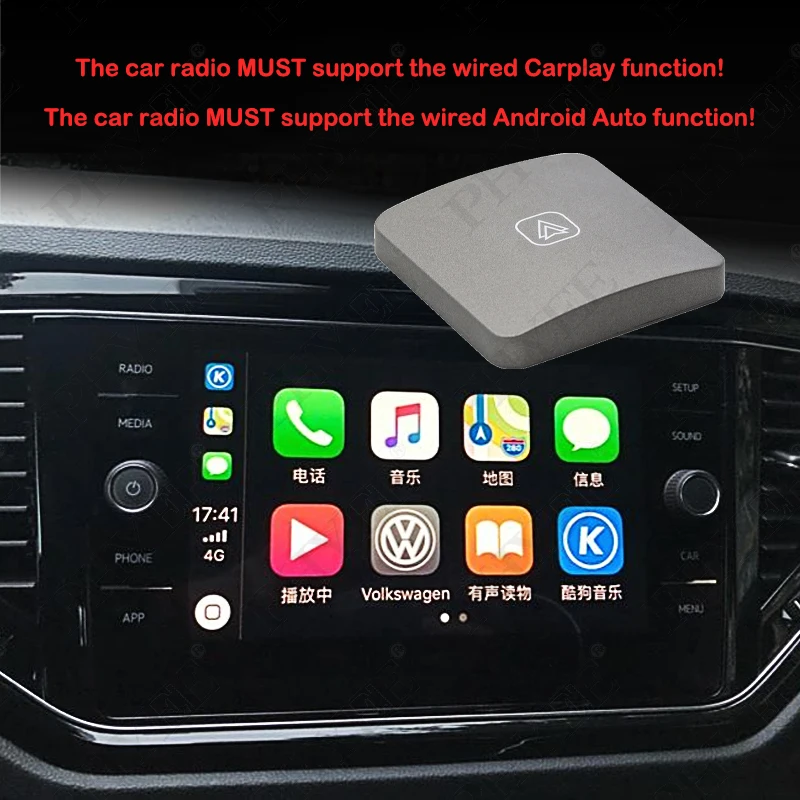 j bezprzewodowy adapter Carplay Android Auto Plug and Play konwerter przewodowy na odpowiedni do samochodów z fabrycznym CarPlay