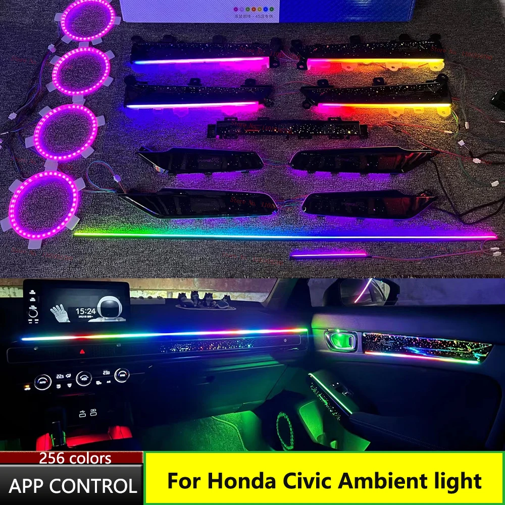 

Black Door Panel Decorative Lights Starry Sky Ambient Atmosphere Lights For Honda Civic 2022 11th