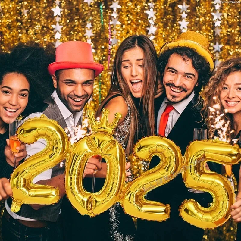 2025 фольгированные шары с короной и номером украшение для вечеринки в канун