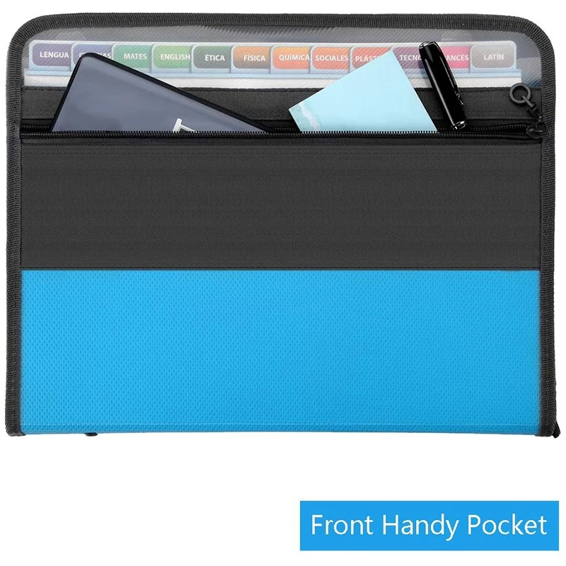 

2X 13 Pockets Expanding File Folder, Accordion Document Organizer Letter A4 Size Zipper Closure