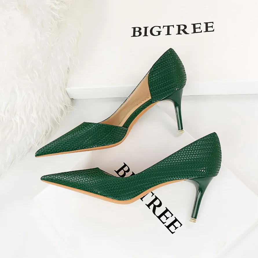 

Туфли BIGTREE женские на высоком каблуке-шпильке, заостренный носок, котята, дизайнерская модная обувь, большие размеры 34-43