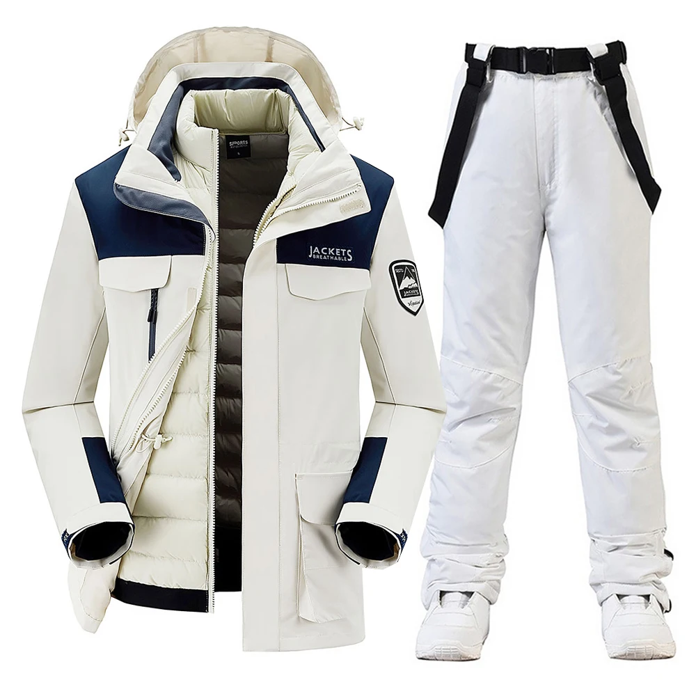 Лыжный костюм для женщин, зимние пуховые куртки и штаны, уличная водонепроницаемая одежда для сноуборда, Женская Теплая Лыжная одежда на-30 градусов