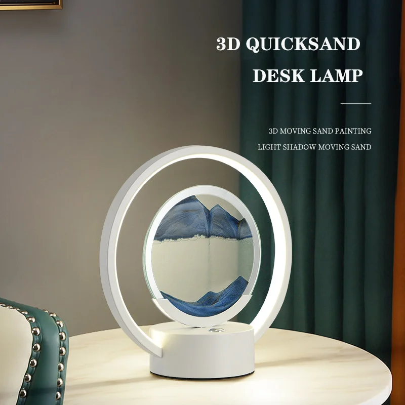 

Creative 3D Quicksand Painting Desktop Table Lamp Hourglass Decompression Home Decorations Charging Sand Painting LED Light