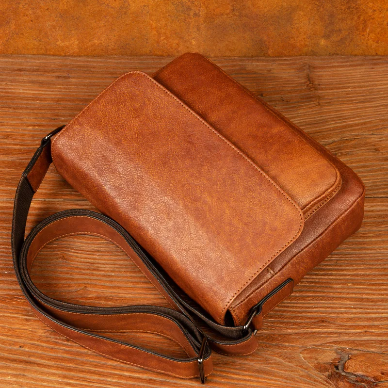 Трендовая кожаная сумка-мессенджер в стиле ретро модная горизонтальная Мужская