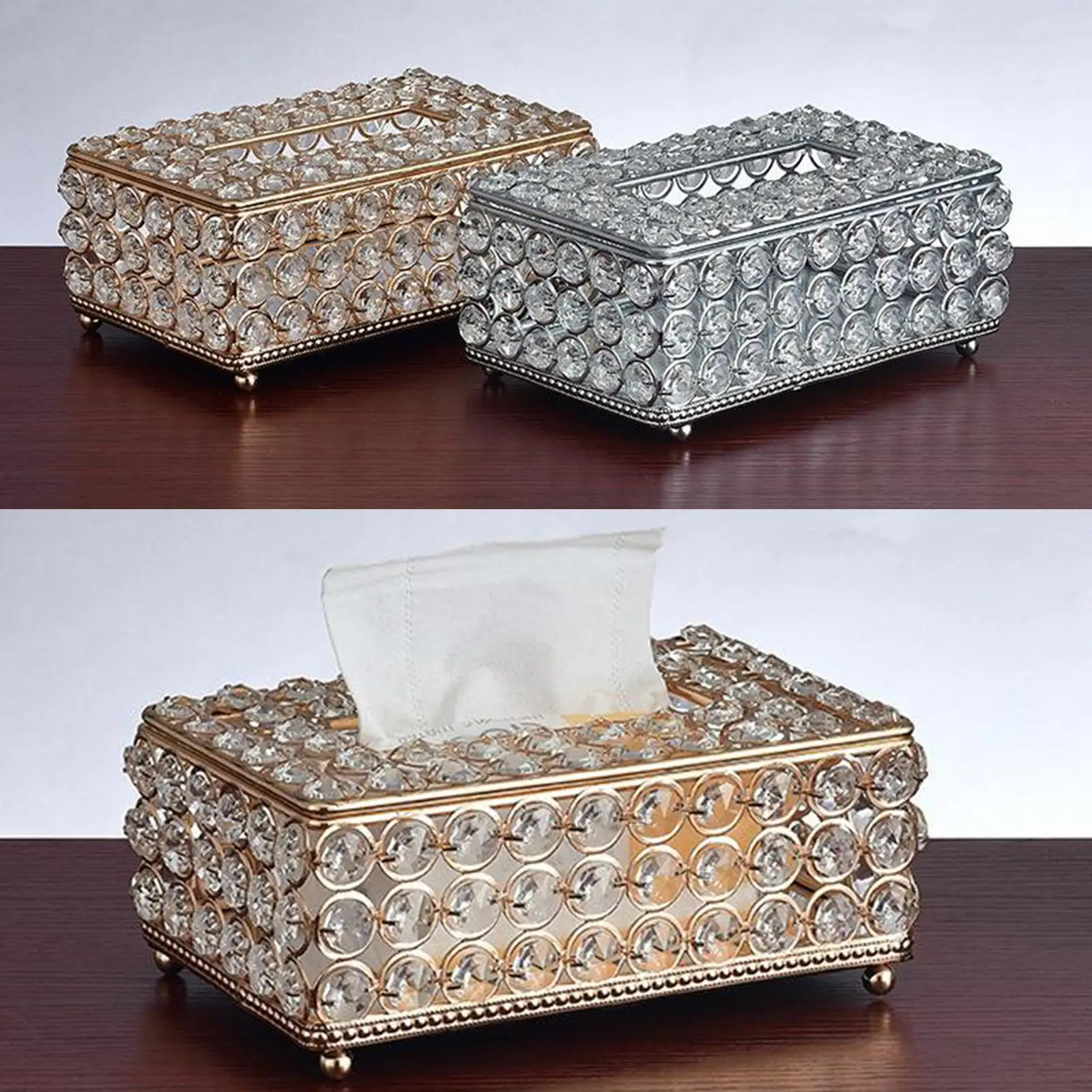 

Shiny Crystal Tissue Box Napkin Holder for Living Room Bathroom Decoration