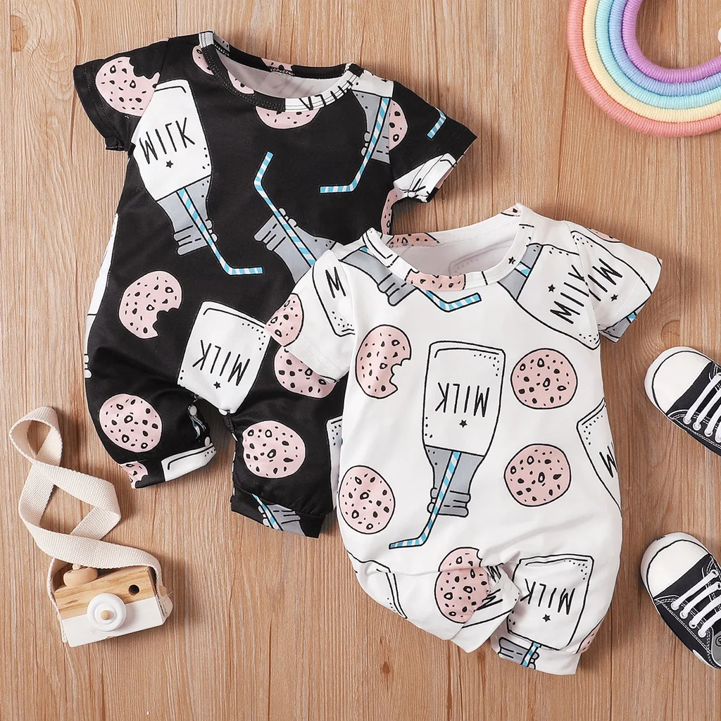 

Newborn Baby Clothing Cute Printing Short Sleeves Bodysuit Jumpsuit Toddler Baju Playsuit Infant Baby Outfit Summer Baby Outfits