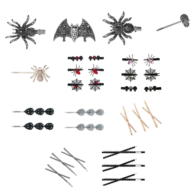 

MXMB Goth Bat/Spiders Hairpins Hot Girls Punk Duckbill Hair Clip Halloween Ponytail Bangs Hair Clip for Woman