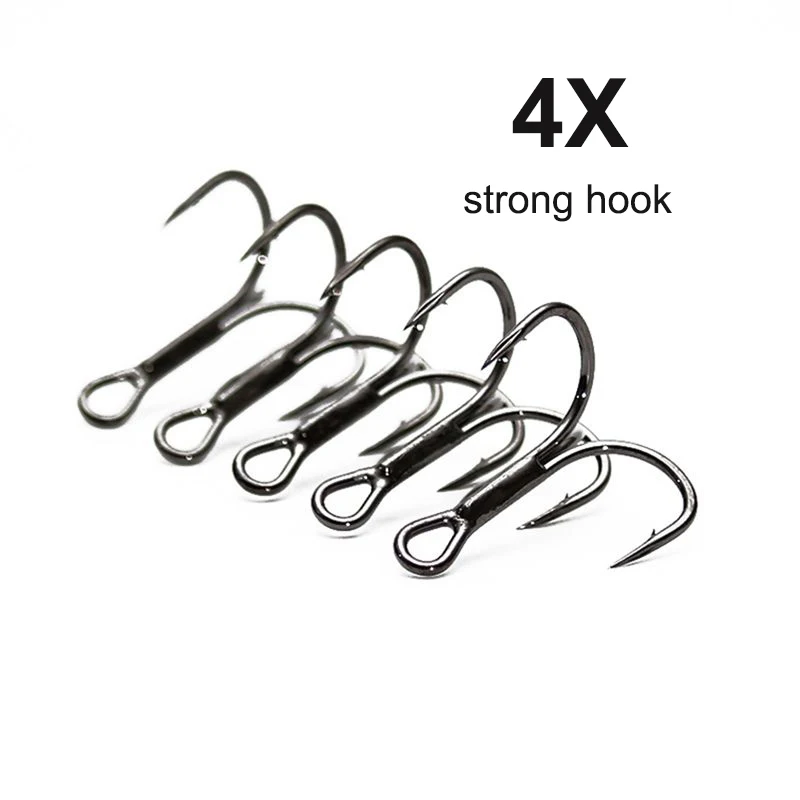 

4X Fishing Hook Treble Hooks High Carbon Treble Hooks Super Sharp Solid Size 2 4 6 8 10 12 Triple Barbed Steel Fish Hook