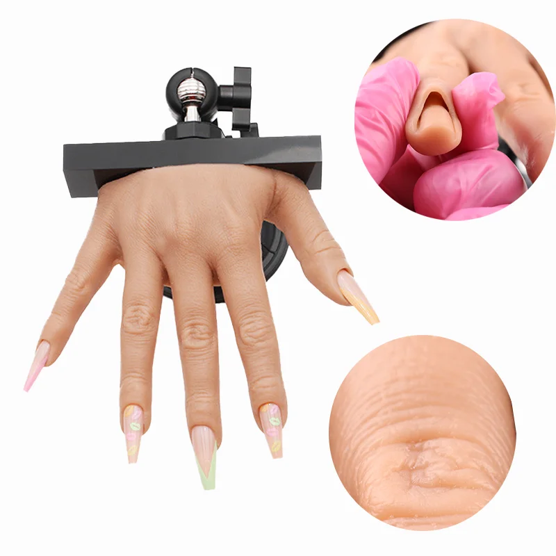 Fake Hands to Practice Fake nails Hand With Stand for Nail Art Manucure Trainer Tool Artificial Hand for Nails Moveable Fingers