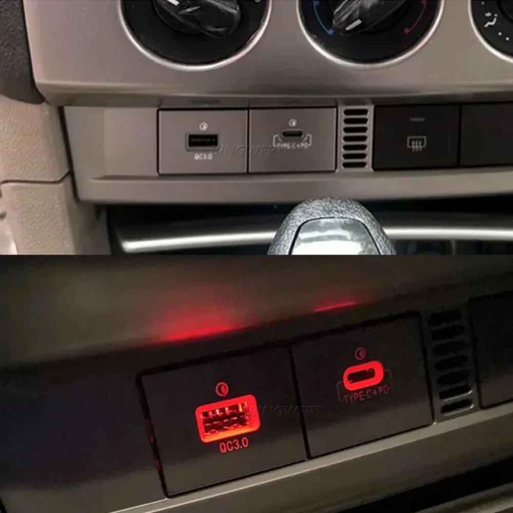 Серебряное автомобильное USB-зарядное устройство для быстрой зарядки QC3.0 PD Type C