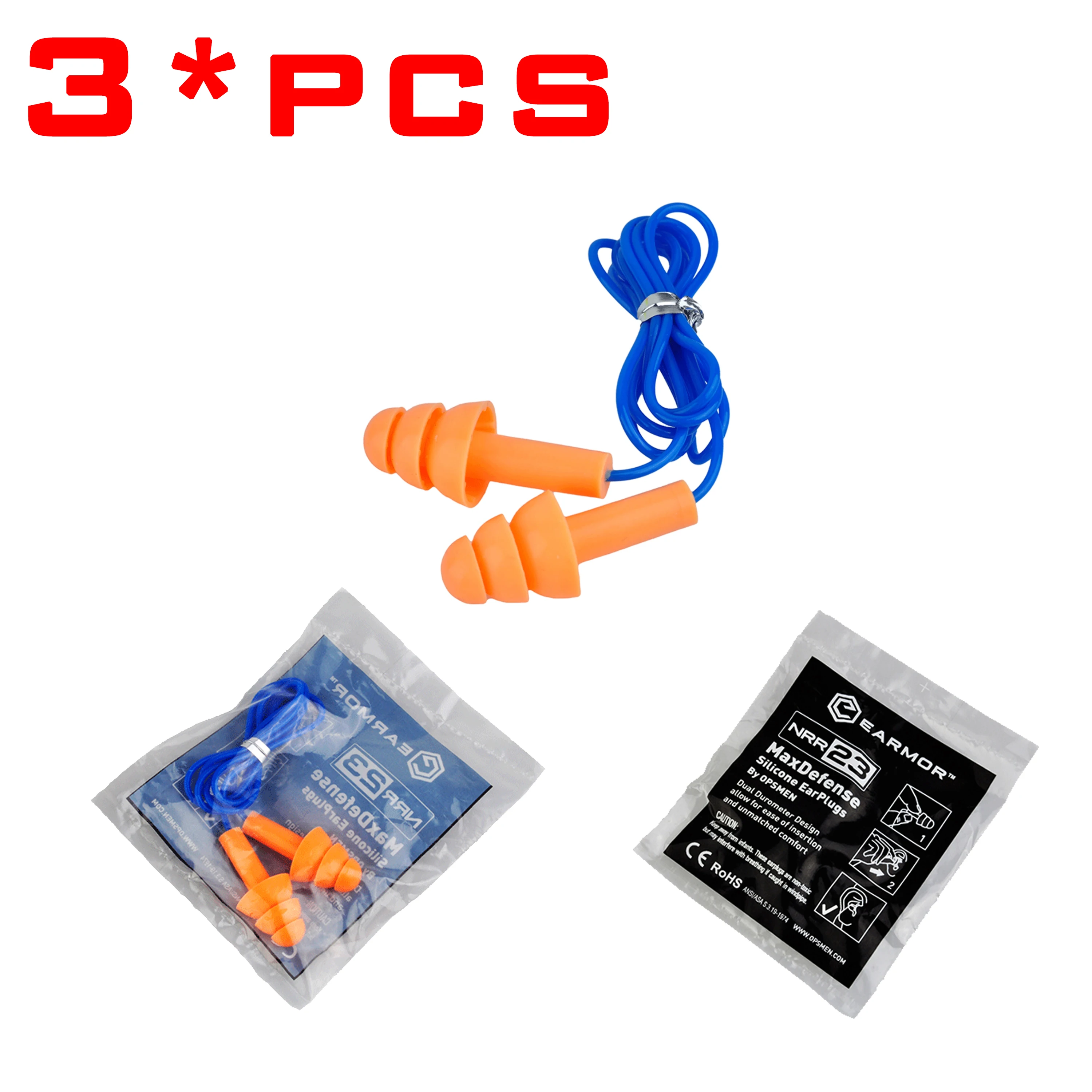 

3* EARMOR silicone corded earplugs Noise reduction Comfortable earplugs for safe working Reusable hearing protection (NRR 23dB)