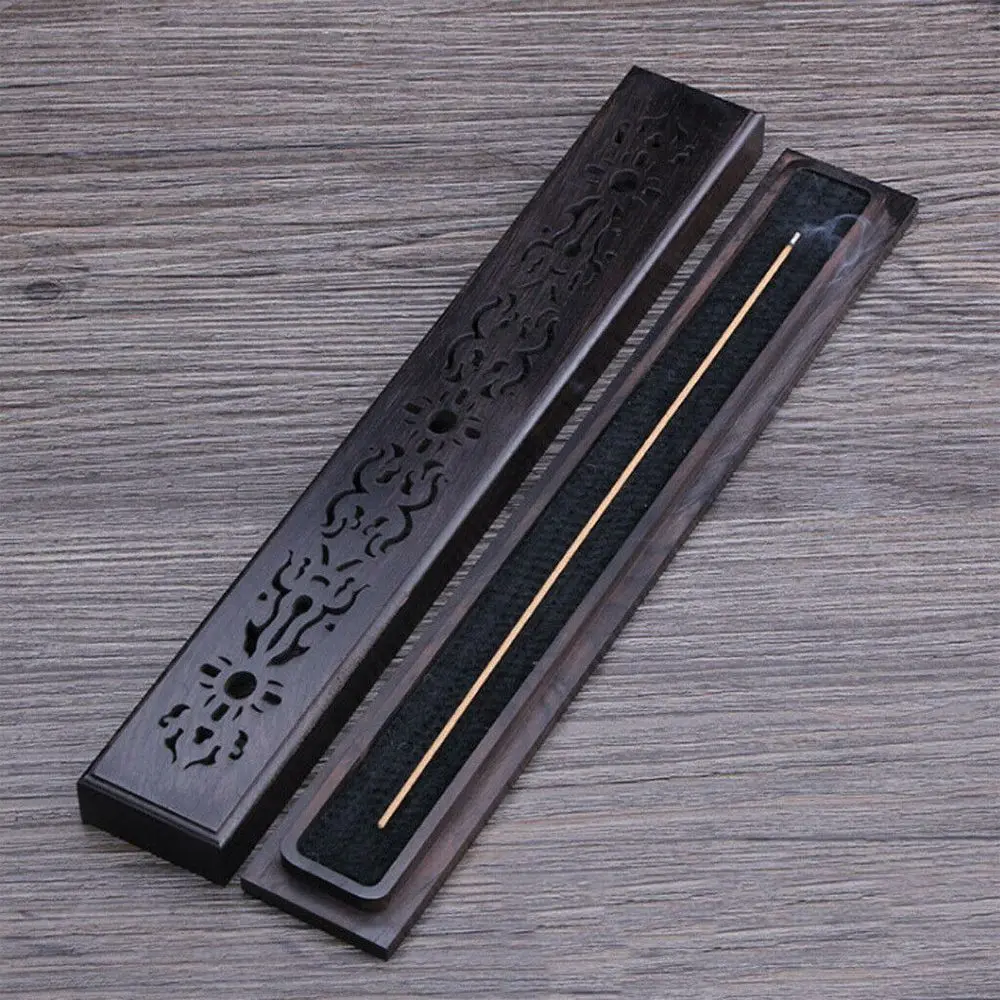 

Wooden Hollowed Vintage Stick Incense Holder Burning Joss Box Lying Incense Incense Burner Aromatherapy Box Retro Home Decor