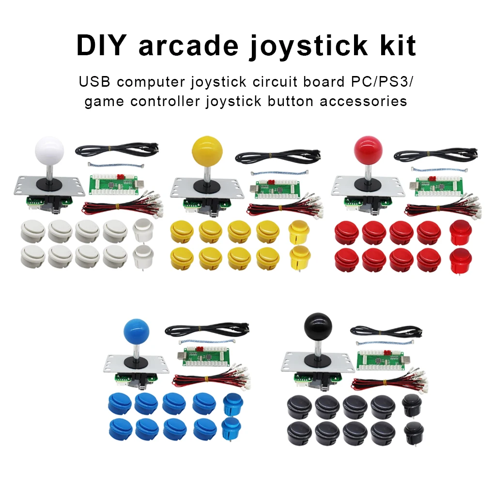 

Arcade Joystick Replaced Part Gaming Buttons Multicolored Compact Size DIY Prop Upgraded Fittings Craftsmanship White