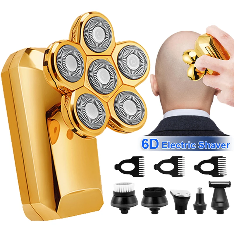 

6 In 1 Electric Shaver Men Razor Rechargeable Floating Head Beard Nose Ear Hair Trimmer Bald Head Razor Clipper Face Hair Clippe