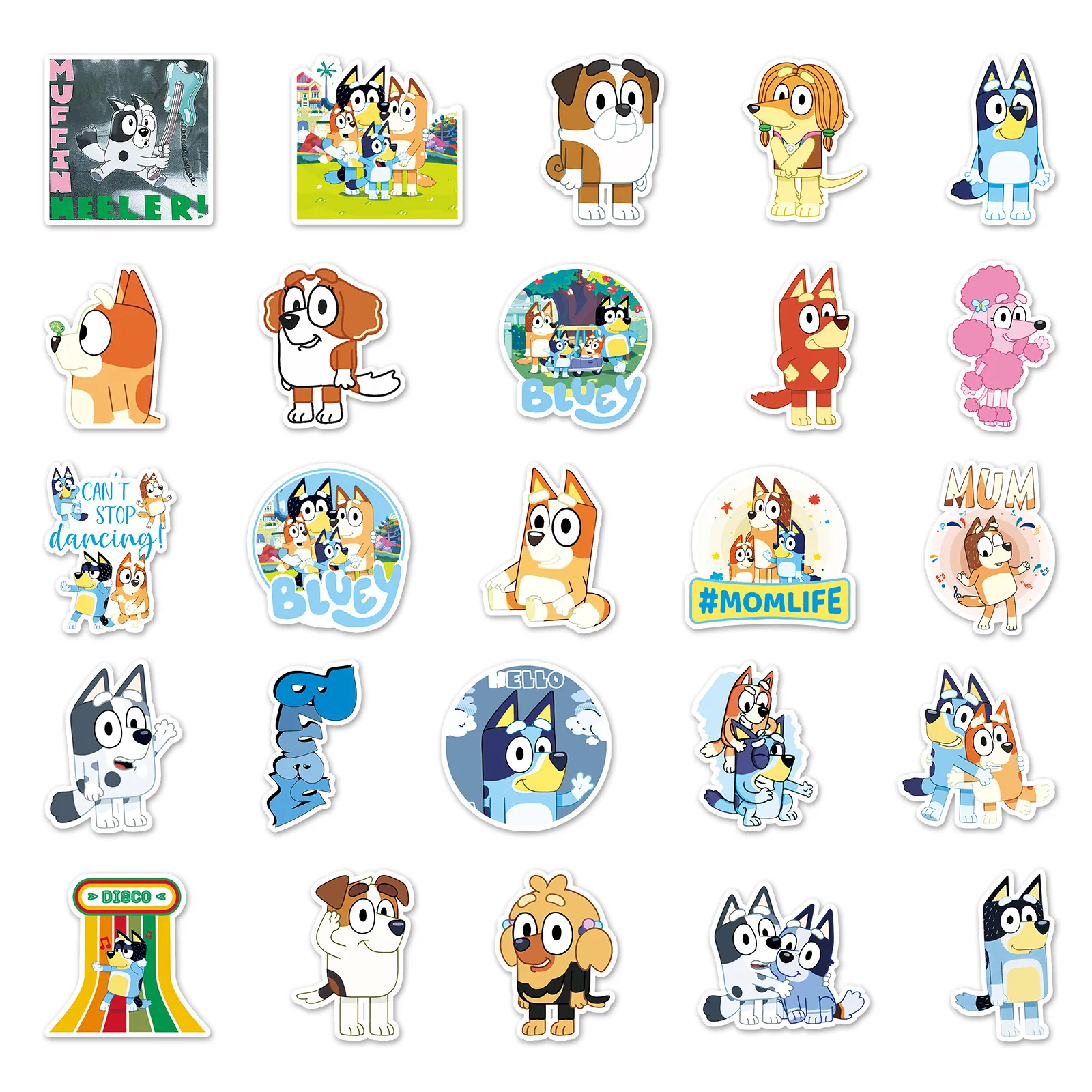50 Bluey Cartoon Anime Stickers DIY Toys Kawaii Gifts Laptop Labels Decorative Scrapbooking Aesthetic Pegatinas |