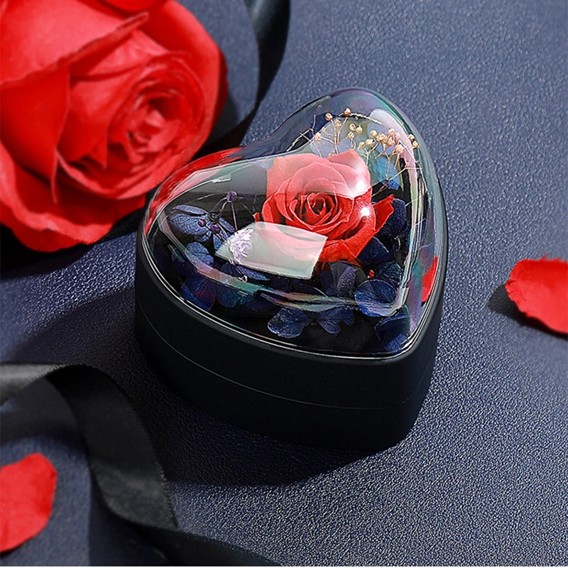 Fashion Romantic Valentine's Day Gift Box Wedding Rose Ring Box Frame Necklace Jewelry Display Box Gift