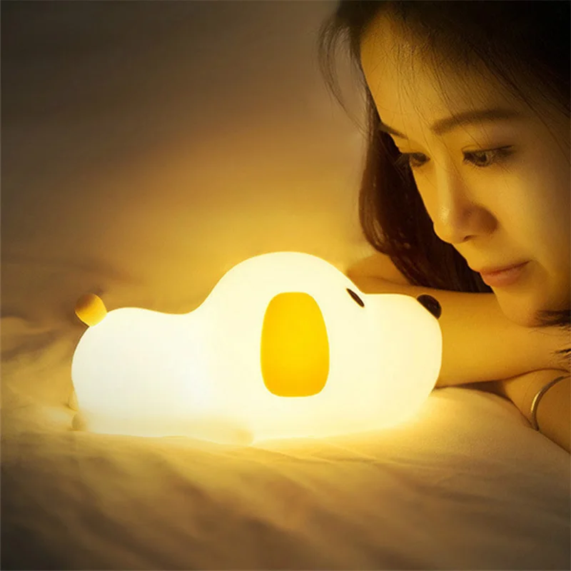

New and Strange Dumb Silicone Lamp Dormitory Bedroom USB Charging With Sleeping and Feeding LED Dumb Dog Toy Night Light